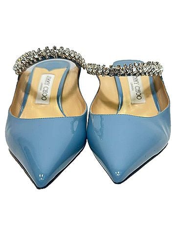 Jimmy Choo Jimmy Choo Bing Mules with Crystal Strap in Light Blue Patent Leather (view 2)