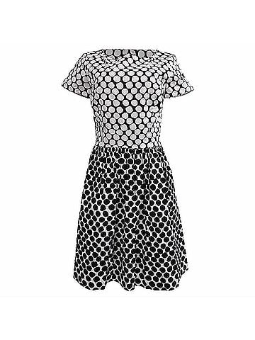 Oscar De La Renta Oscar De La Renta Polka Dot Midi Dress in Black and White Cotton (view 1)