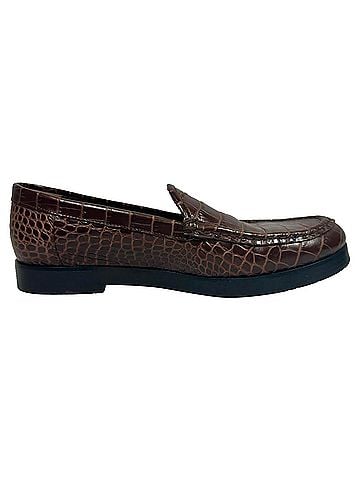 Manolo Blahnik Manolo Blahnik Ralone Croc-Effect Loafers in Brown Leather (view 1)