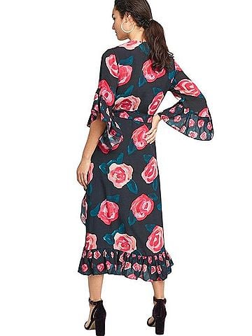 Blank London Verona Floral Wrap Midi Dress Casual Dress (view 2)