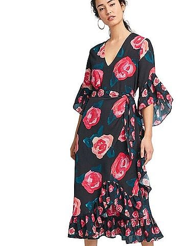 Blank London Verona Floral Wrap Midi Dress Casual Dress (view 1)