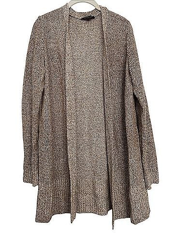 Ann Taylor Heathered Taupe Open-Front Cardigan Cardigan (view 1)