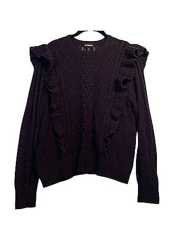 Express Ruffle Front Sweater Pullover Sweater (view 1)