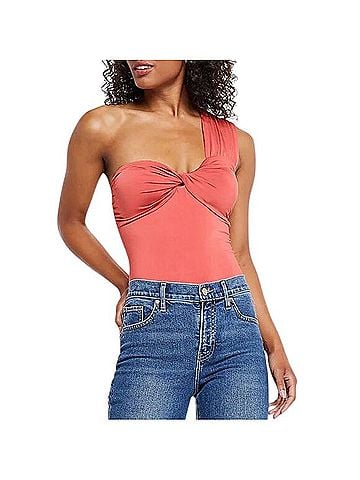 Express Body Contour Compression Silky One Shoulder Thong Bodysuit Sleeveless T-Shirt (view 1)