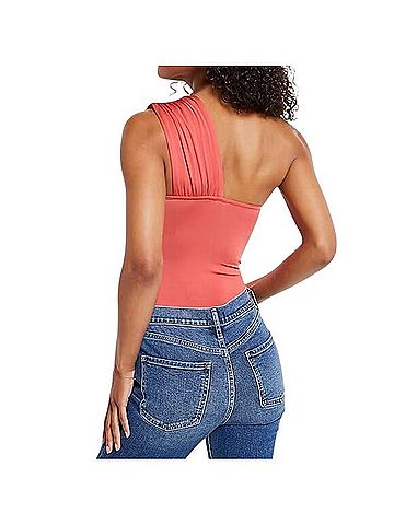 Express Body Contour Compression Silky One Shoulder Thong Bodysuit Sleeveless T-Shirt (view 2)