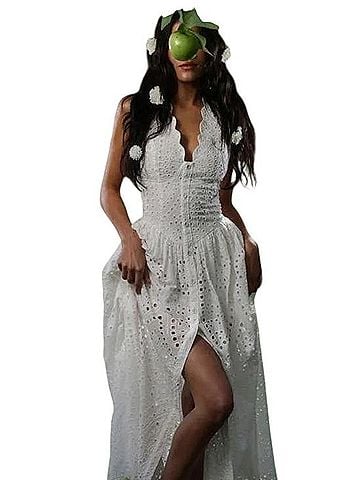 Avec Les Filles Broderie Anglaise Cotton Midi Dress Casual Dress (view 1)