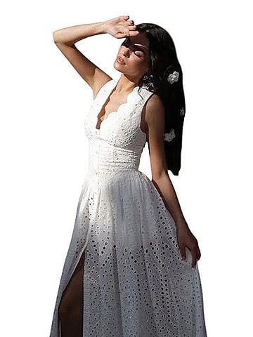 Avec Les Filles Broderie Anglaise Cotton Midi Dress Casual Dress (view 2)