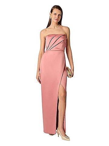 Aidan Mattox Strapless Duchess Satin Pleated Gown Cocktail Dress (view 1)