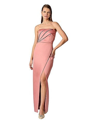 Aidan Mattox Strapless Duchess Satin Pleated Gown Cocktail Dress (view 2)