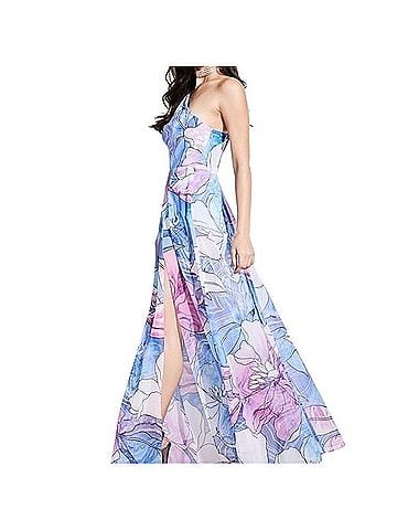 Marciano Floral One Shoulder Maxi Dress Cocktail Dress (view 2)