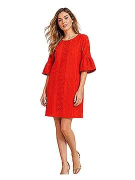 J.Crew Flutter Sleeve Eyelet Shift Dress Casual Dress (view 1)