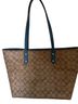 Coach 100% Leather Print Brown Blue Leather Tote One size - photo 2