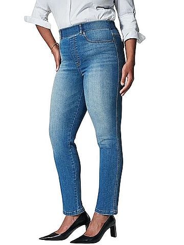 SPANX Pull On Elastic Waistband Straight Leg Denim Jeans Jeans (view 1)