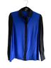 Cut25 100% Silk 100% Silk Blue Black Button-Down Shirt Size 2 - photo 1