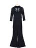 Alexis Solid Floral Black Blue Jumpsuit Size S - photo 1