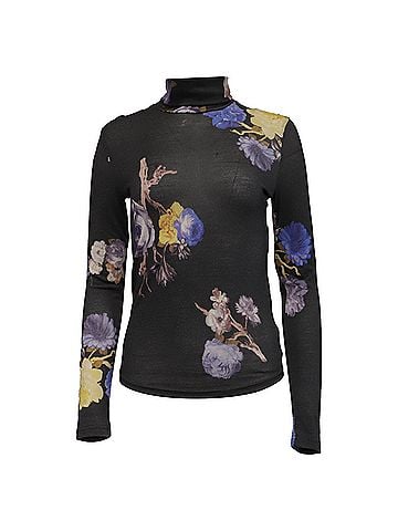 Acne Acne Studios Cleo Turtleneck Top in Floral Print Wool (view 1)