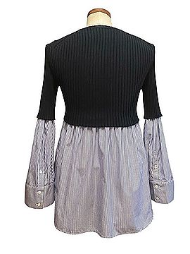 Kenzo Paris Mixed Ribbed Knit And Cotton Poplin Shirt Sweater Pullover Sweater (view 2)