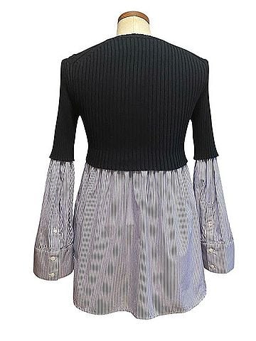 Kenzo Paris Mixed Ribbed Knit And Cotton Poplin Shirt Sweater Pullover Sweater (view 2)