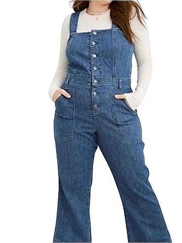 Aerie Denim Kick Flare Overalls Denim Jacket (view 1)