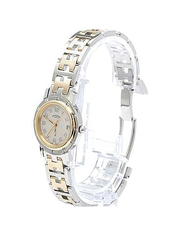 Hermès HERMES Clipper Diamond Pink MOP Dial Quartz Watch CL4.222 Polished (view 2)