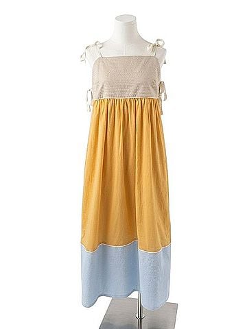 Tory Burch Colorblock Seersucker Tie-Strap Midi Dress Casual Dress (view 1)