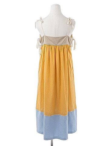 Tory Burch Colorblock Seersucker Tie-Strap Midi Dress Casual Dress (view 2)