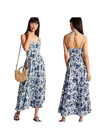 Abercrombie & Fitch Strappy Plunge Corset Maxi Casual Dress (view 1)