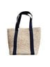 J.Crew 100% Raffia Tan Blue Tote One size - photo 1