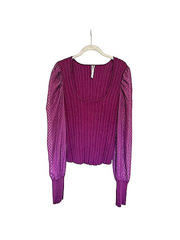 Anthropologie Puff-Sleeve Ribbed Blouse T-Shirt (view 2)