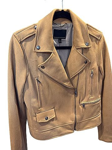 Banana Republic Camel Suede Moto Jacket Jacket (view 2)