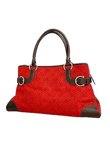 Salvatore Ferragamo Salvatore Ferragamo Gancini Suede Tote Bag, Red/Brown, Women's (view 1)