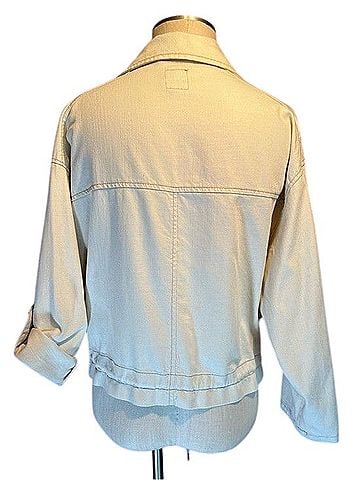 Kensie Cream Denim Utility Jacket with Drawstring Hem Jacket (view 2)
