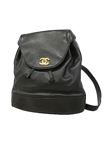 Chanel Chanel Triple Coco Caviar Skin Backpack/Daypack, Black, Women's (view 1)