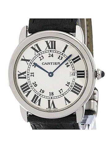 Cartier CARTIER Ronde Solo LM Steel Leather Quartz Mens Watch W6700255 Polished (view 1)