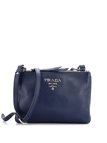 Prada Double Zip Crossbody Bag Vitello Daino Small (view 1)