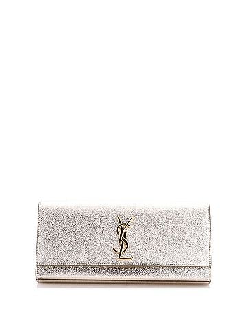 Saint Laurent Classic Monogram Clutch Metallic Calfskin Long (view 1)