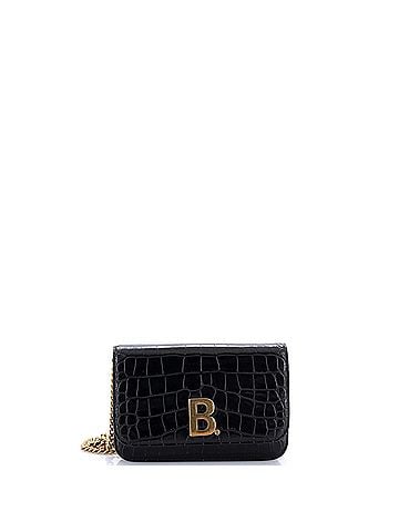 Balenciaga B Dot Wallet on Chain Crocodile Embossed Leather (view 1)