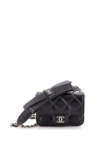 Chanel Bow Strap Card Holder on Chain Quilted Lambskin (view 1)