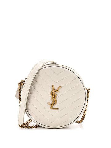 Saint Laurent Vinyle Round Camera Bag Matelasse Chevron Leather (view 1)