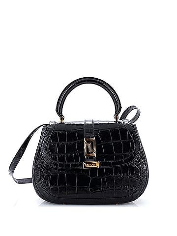 Versace Greca Goddess Top Handle Bag Crocodile Embossed Leather Medium (view 1)