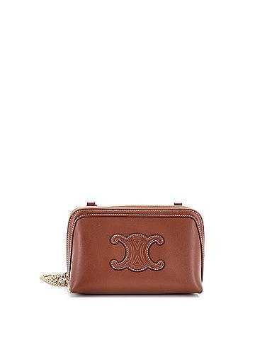 Céline Cuir Triomphe Zip Around Chain Clutch Leather (view 1)
