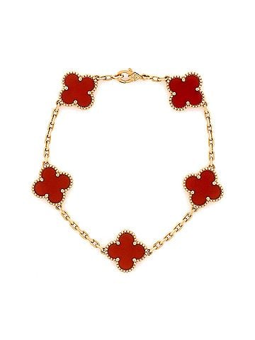 Van Cleef & Arpels Vintage Alhambra 5 Motifs Bracelet 18K Yellow Gold and Carnelian (view 1)