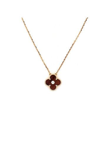 Van Cleef & Arpels Vintage Alhambra Pendant Necklace 18K Rose Gold and Bull's Eye with Diamond (view 1)