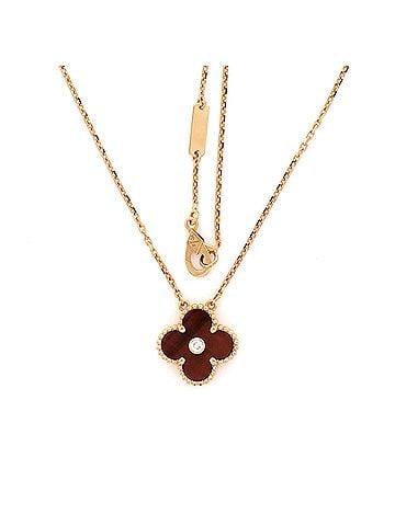 Van Cleef & Arpels Vintage Alhambra Pendant Necklace 18K Rose Gold and Bull's Eye with Diamond (view 2)