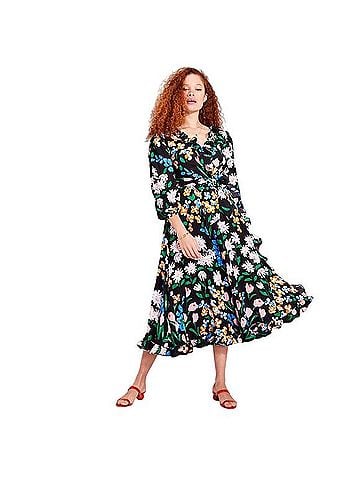 Kate Spade New York Meadow Floral Ruffle Wrap Midi Dress Casual Dress (view 1)