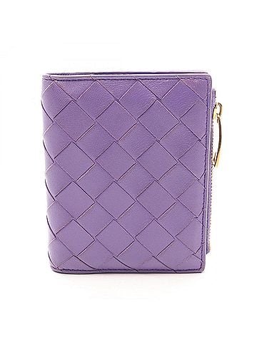 Bottega Veneta Bottega Veneta Intrecciato Bi-fold Wallet, Leather, Women's, Purple, 707601 (view 1)