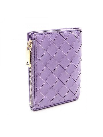 Bottega Veneta Bottega Veneta Intrecciato Bi-fold Wallet, Leather, Women's, Purple, 707601 (view 2)
