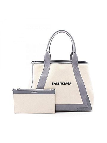 Balenciaga Balenciaga NAVY CABAS NEW M Navy Cabas Tote Bag Handbag Canvas Leather Women's Ivory/Gray 581292 (view 1)