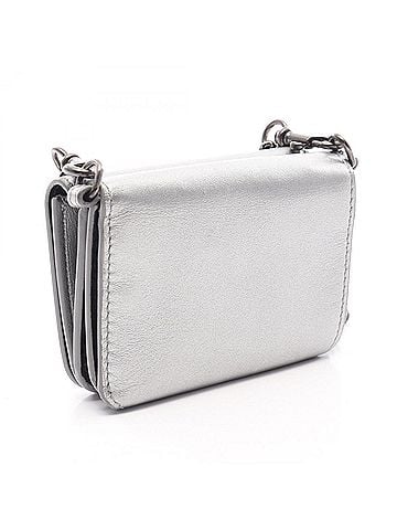 Balenciaga Balenciaga Cash Mini Wallet Chain Grained Leather Tri-fold Women's Silver Tone 618145 (view 2)