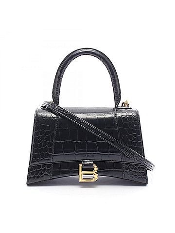 Balenciaga Balenciaga Hourglass Small 2-Way Handbag, Leather, Women's, Black, 593546 (view 1)